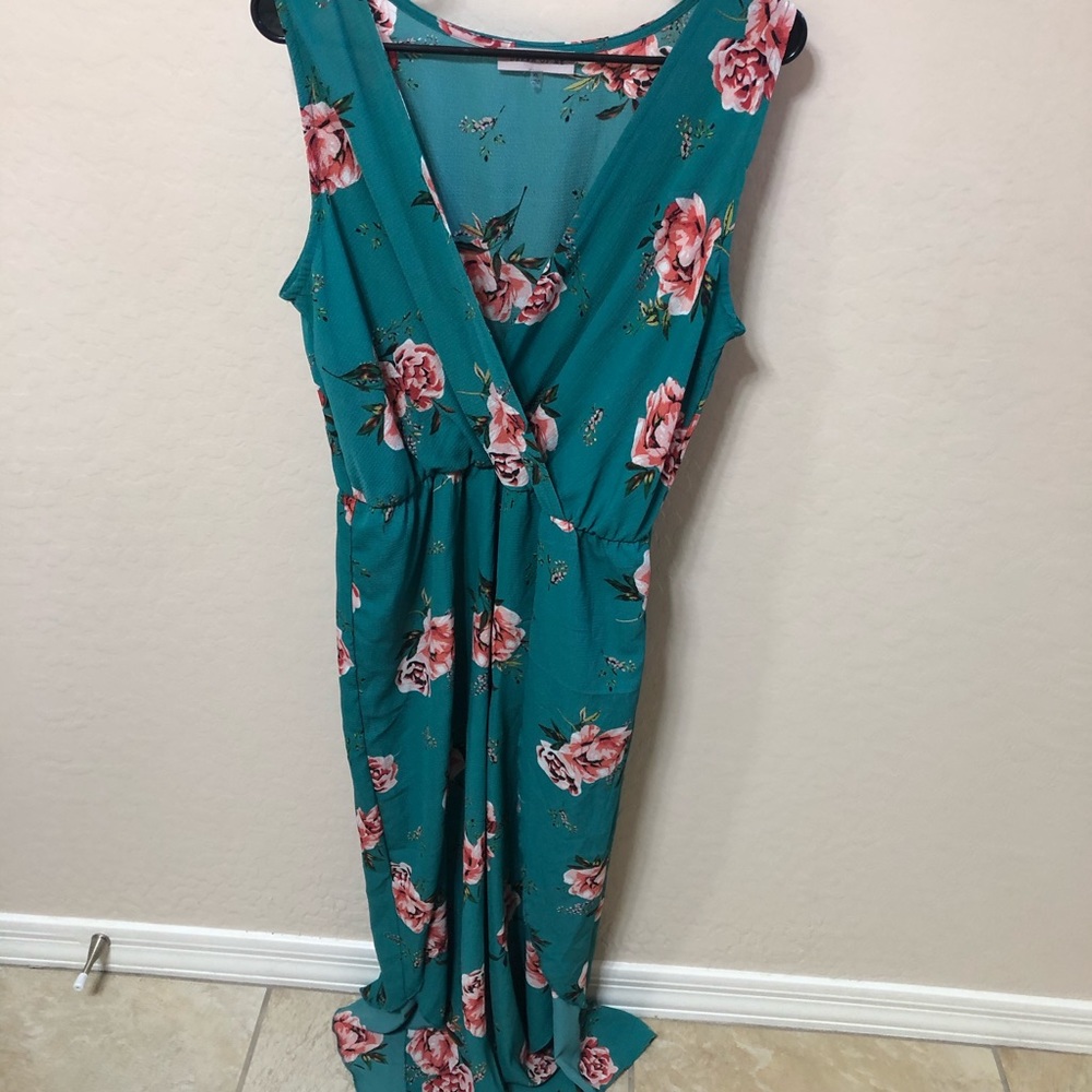 Turquoise Floral Jumpsuit